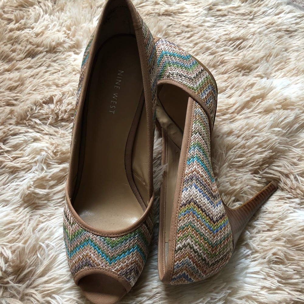 Nine West Textile Peep Toe Pumps
